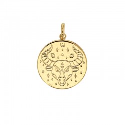 Médaille plaqué or signe astrologique gravé Taureau plaqué