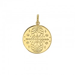 Médaille plaqué or signe astrologique gravé Gémeaux