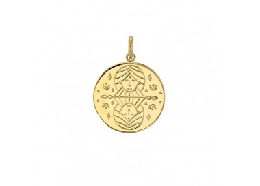 Médaille plaqué or signe astrologique gravé Gémeaux