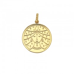 Médaille plaqué or signe astrologique gravé Vierge