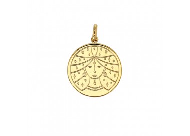 Médaille plaqué or signe astrologique gravé Vierge
