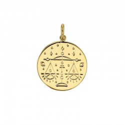 Médaille plaqué or signe astrologique gravé Balance