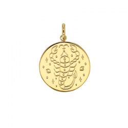 Médaille plaqué or signe astrologique gravé Scorpion