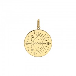 Médaille plaqué or signe astrologique gravé Sagittaire