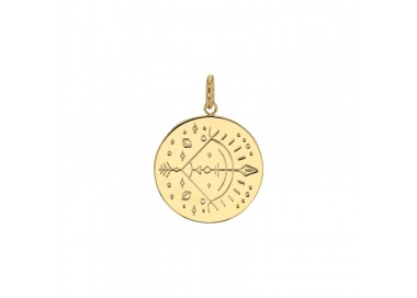 Médaille plaqué or signe astrologique gravé Sagittaire