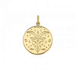 Médaille plaqué or signe astrologique gravé Capricorne