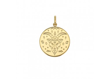 Médaille plaqué or signe astrologique gravé Capricorne