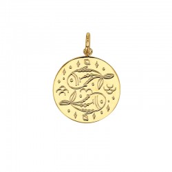 Médaille plaqué or signe astrologique gravé Poisson