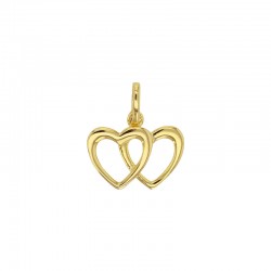 Pendentif double coeur ajouré en plaqué or