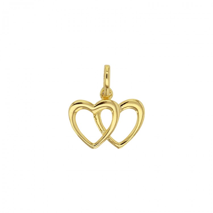 Pendentif double coeur ajouré en plaqué or Pendentif double coeur ajouré en plaqué or
