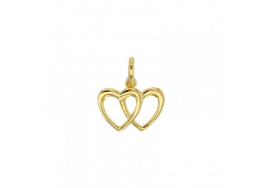 Pendentif double coeur ajouré en plaqué or
