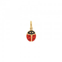 Pendentif coccinelle émail rouge et noir plaqué or