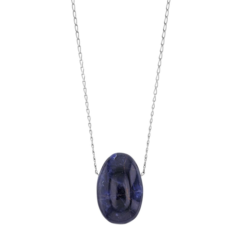 Collier Sodalite, chaîne argent 925/1000 platiné Collier Sodalite, chaîne argent 925/1000 platiné