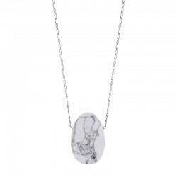 Collier Howlite, chaîne argent 925/1000 platiné
