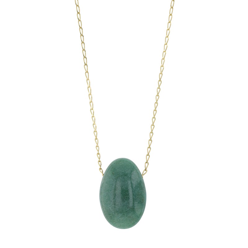 Collier Aventurine, chaîne argent 925/1000 doré