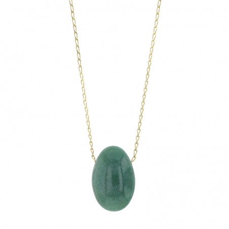 Collier Aventurine, chaîne argent 925/1000 doré