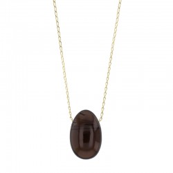 Collier Quartz fumé, chaîne argent 925/1000 doré