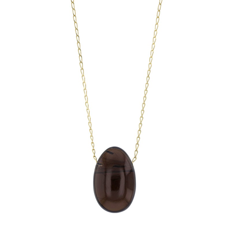 Collier Quartz fumé, chaîne argent 925/1000 doré Collier Quartz fumé, chaîne argent 925/1000 doré