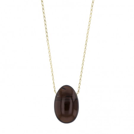 Collier Quartz fumé, chaîne argent 925/1000 doré