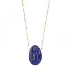 Collier Lapis-lazuli, chaîne argent 925/1000 doré