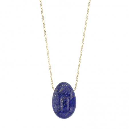 Collier Lapis-lazuli, chaîne argent 925/1000 doré