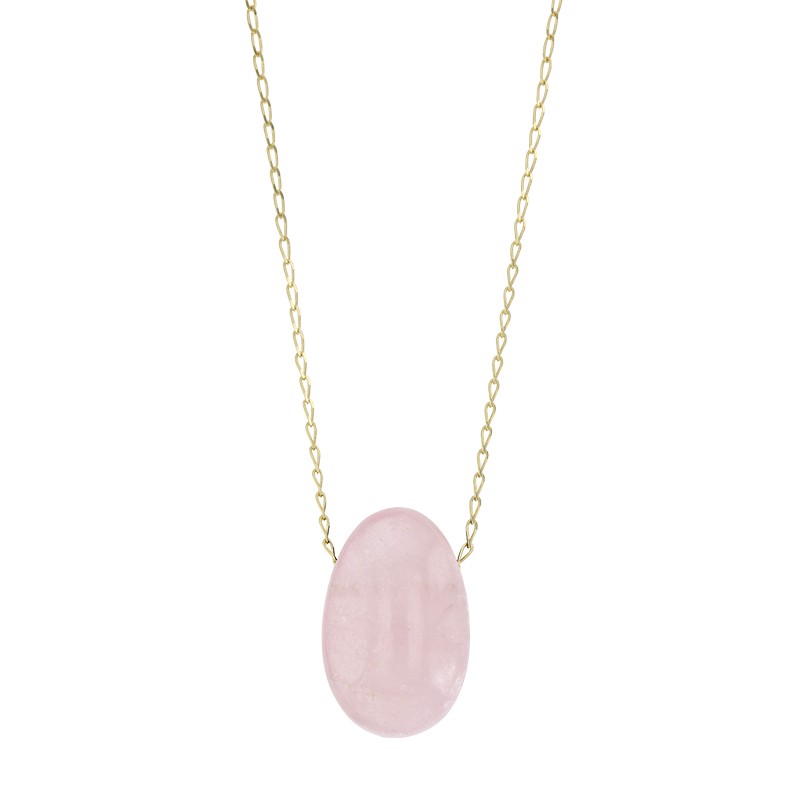 Collier Quartz rose, chaîne argent 925/1000 doré Collier Quartz rose, chaîne argent 925/1000 doré