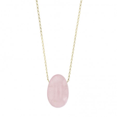Collier Quartz rose, chaîne argent 925/1000 doré