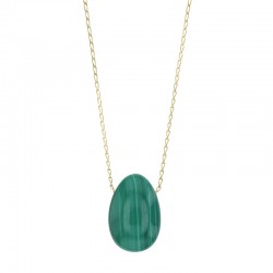 Collier Malachite chaîne argent 925/1000 doré