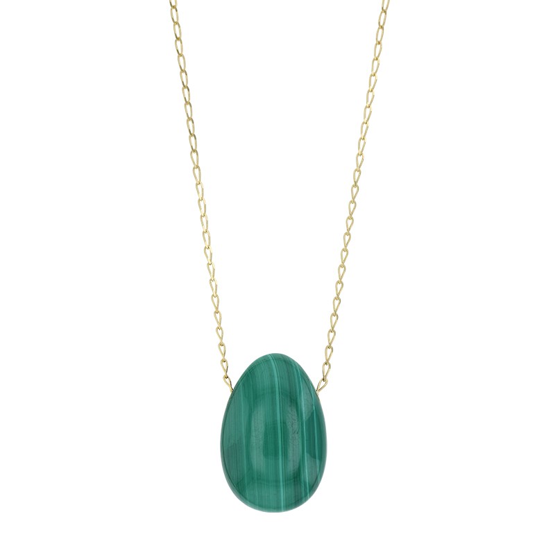 Collier Malachite chaîne argent 925/1000 doré Collier Malachite chaîne argent 925/1000 doré