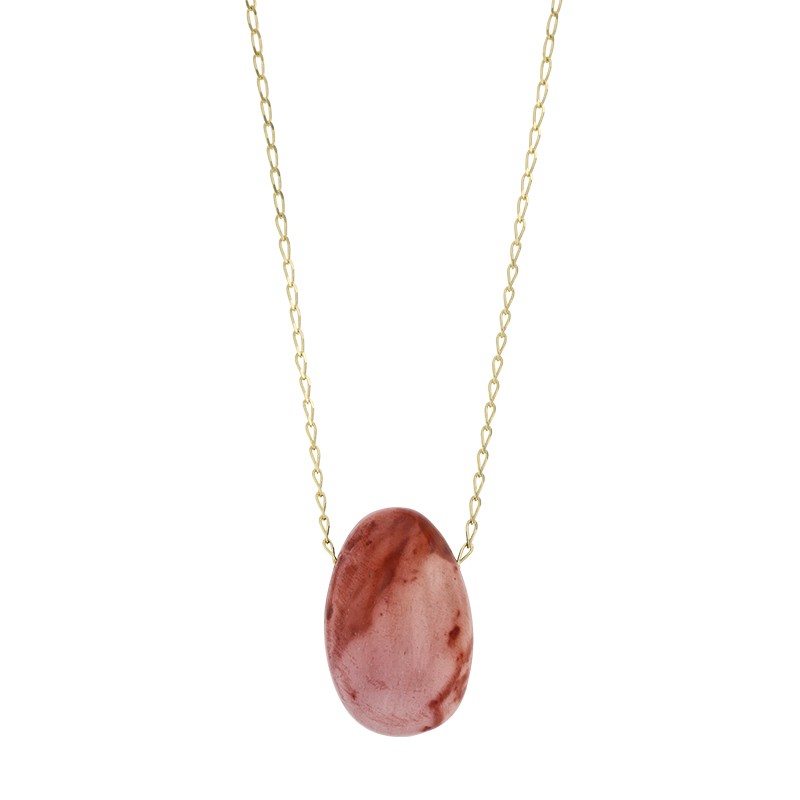 Collier Jaspe Mookite, chaîne argent 925/1000 doré Collier Jaspe Mookite, chaîne argent 925/1000 doré