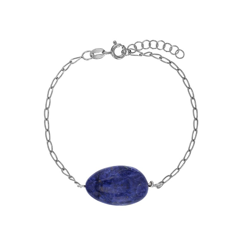 Bracelet Sodalite, chaîne argent 925/1000 platiné Bracelet Sodalite, chaîne argent 925/1000 platiné