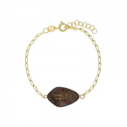 Bracelet Bronzite, chaîne argent 925/1000 doré