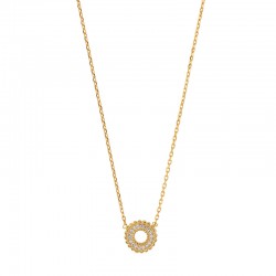 Collier pendentif fleur Tournesol orné d'oxydes de zirconium Plaqué or