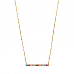 Collier plaqué or ligne d'oxydes de couleurs multicolore