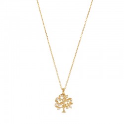 Collier pendentif arbre de vie simple plaqué or orné d'oxydes de zirconium