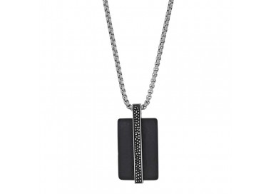 Collier en acier design "reptile" et rectangle Onyx