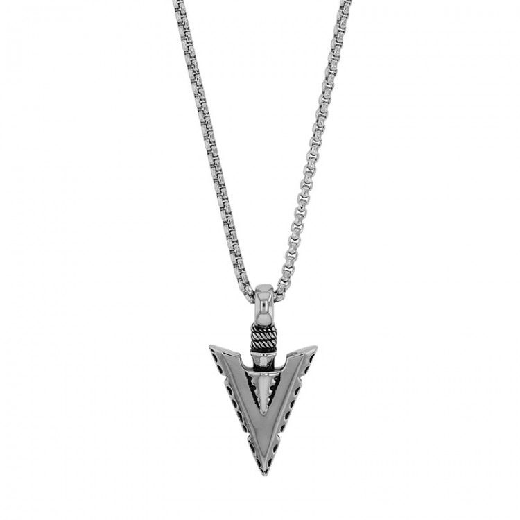 Collier homme en acier inoxydable pendentif pointe de flèche Collier homme en acier inoxydable pendentif pointe de flèche