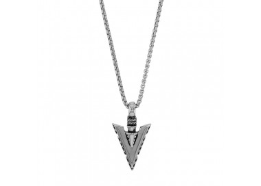 Collier homme en acier inoxydable pendentif pointe de flèche 