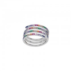  Bague argent rhodié spirale sertie d'oxydes multicolore