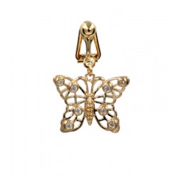 clip nombril plaqué or papillon et oxydes de zirconium