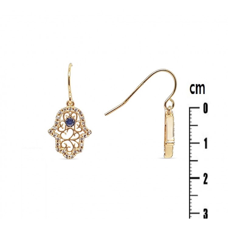 Dormeuse plaqué or mains de Fatma avec des cristaux de zirconium