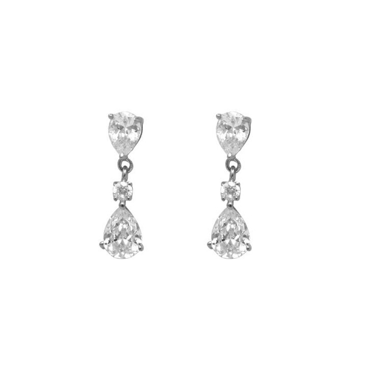 Boucles d'oreilles argent rhodié oxyde de zirconium Boucles d'oreilles argent rhodié oxyde de zirconium