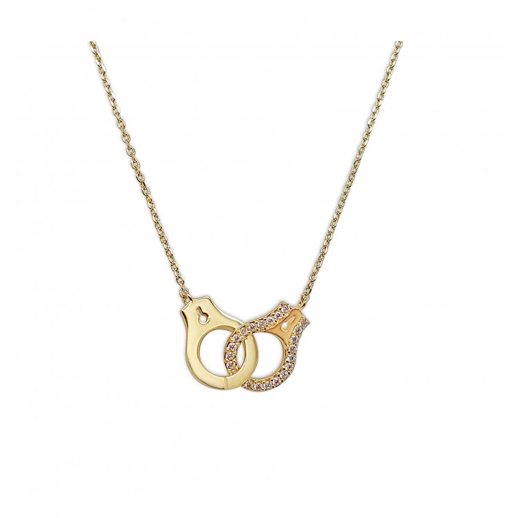 Collier Menotte plaqué or avec des cristaux de zirconium Collier Menotte plaqué or avec des cristaux de zirconium