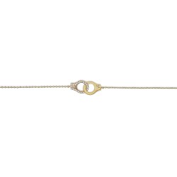Bracelet menotte avec oxyde de zirconium plaque or