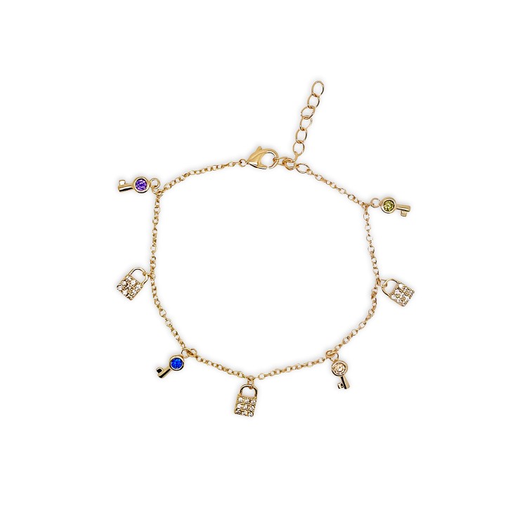 Bracelet plaqué or clés et cadenas Bracelet plaqué or clés et cadenas