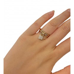 Bague cadenas plaqué or cristaux sertis