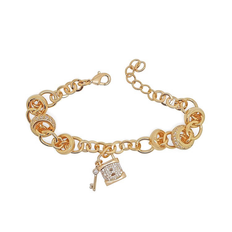Bracelet plaqué or charme cadenas et clé Bracelet plaqué or charme cadenas et clé