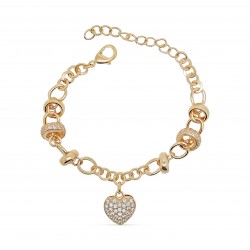 Bracelet luxe plaqué or cœur oxydes de zirconium