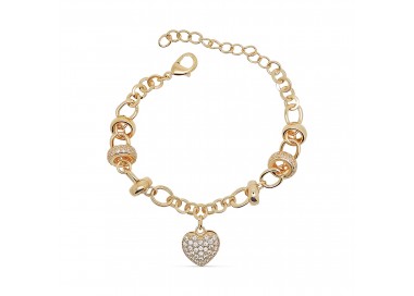 Bracelet luxe plaqué or cœur oxydes de zirconium