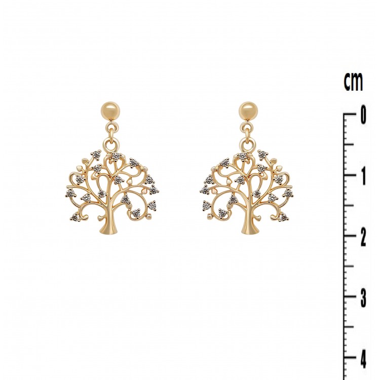 clous d'oreilles plaqué or arbre de vie coeurs oxyde clous d'oreilles plaqué or arbre de vie coeurs oxyde